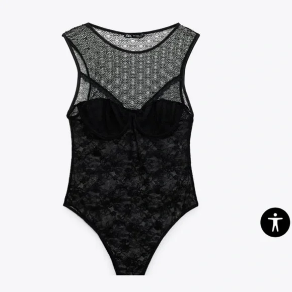 Zara Black Lace Bodysuit - Picture 6 of 10